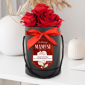 Flower box ze sztucznymi różami dla mamy - Najserdeczniejsze życzenia