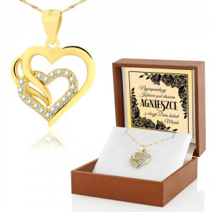 Naszyjnik serce pozłacane z cyrkoniami na dzień kobiet - Wspaniała