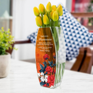 Wazon szklany z nadrukiem dla mamy na 50 urodziny - Chwile radości