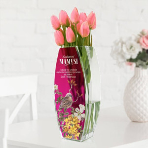 Wazon szklany z nadrukiem dla mamy na 70 urodziny - Serdeczność