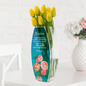 Wazon szklany z nadrukiem dla przyjaciółki - Cichy Anioł