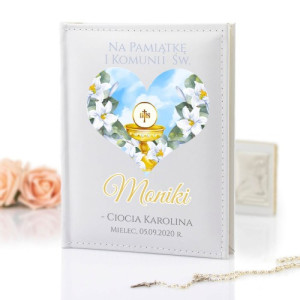 Album na zdjęcia z nadrukiem na komunię - Białe lilie