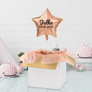 Balon z helem i życzeniami w pudełku na urodziny - Gwiazda