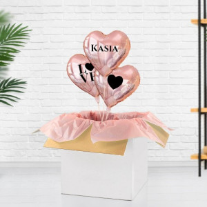 Balony z helem i listem miłosnym w pudełku dla niej - Love