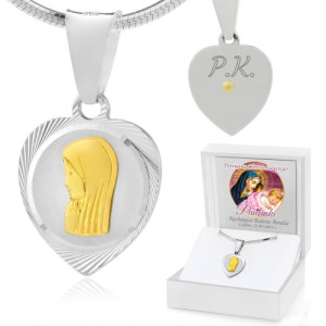 Srebrny medalik z łańcuszkiem pr. 925 z grawerem na chrzest - Opiekunka