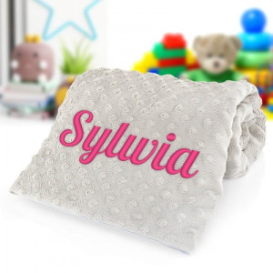 Kocyk minky 100x80 z haftem dla dziewczynki - Księżniczka