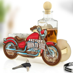 Karafka motocykl z kieliszkami z nadrukiem dla niego - Born to ride