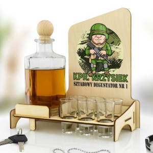 Karafka z kieliszkami + nadruk dla wojskowego - Sztabowy degustator