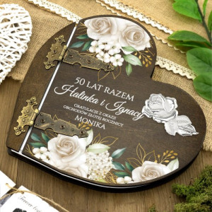 Drewniany album na zdjęcia na 50 rocznicę ślubu - Złote gody