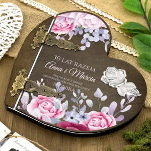 Drewniany album na zdjęcia na 30 rocznicę ślubu - Perłowa miłość