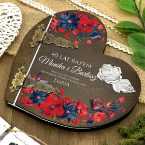 Drewniany album serce na 40 rocznicę ślubu - Długi staż