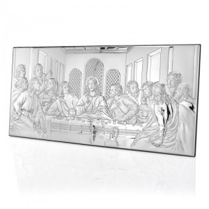 Srebrny obraz Ostatnia Wieczerza (50x24,5 cm) na święcenia - Nowa rola