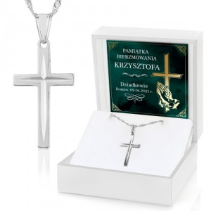 Srebrny krzyżyk na łańcuszku (pr. 925) w etui na bierzmowanie - Modlitwa