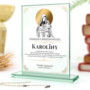 Szklana statuetka z nadrukiem na bierzmowanie dla dziewczyny - Wspomożenie
