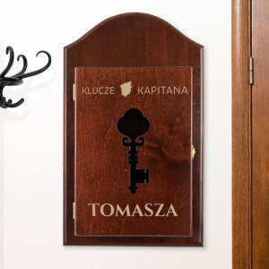 Skrzynka na klucze drewniana z grawerem dla niego - Kotwica