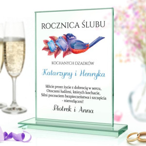 Szklana statuetka z nadrukiem na rocznicę ślubu dziadków - Nierozłączni