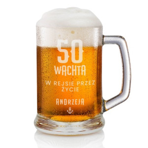 Kufel na piwo z grawerem na 50 urodziny dla żeglarza - Rejs przez życie