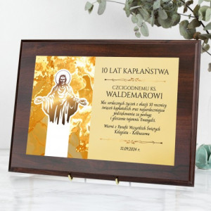 Certyfikat drewniany z nadrukiem dla księdza - Jubileusz kapłaństwa