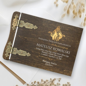 Drewniany album z nadrukiem na święcenia kapłańskie - Głosiciel