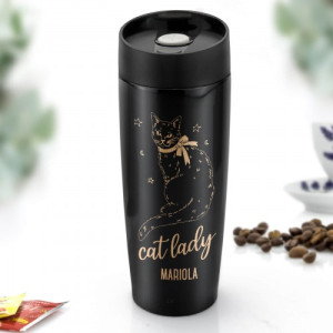 Kubek termiczny z grawerem dla miłośnika kotów - Kociara