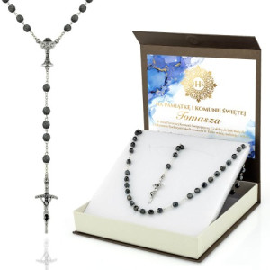 Różaniec kryształowy na komunię dla chłopca - Kielich