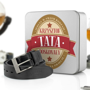 Pasek męski w pudełku z nadrukiem na dzień ojca - Doskonały