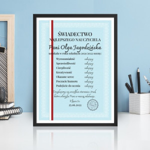 Plakat w ramce (30x40 cm) na zakończenie roku - Świadectwo