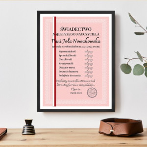 Plakat na płótnie w ramce (30x40 cm) na zakończenie roku - Czerwony pasek