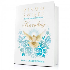 Pismo Święte w obwolucie z nadrukiem na bierzmowanie - Błękitne róże