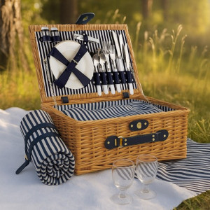 Kosz piknikowy z wyposażeniem dla pary - Żyjcie ze smakiem