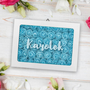 Ramka z kwiatami z grawerem dla chłopca - Błękitna łąka