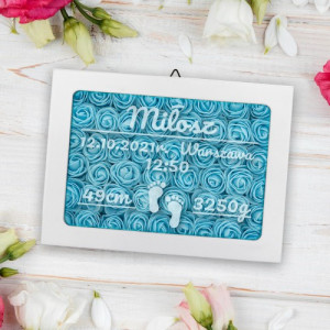 Ramka metryczka z grawerem dla chłopca - Stópki