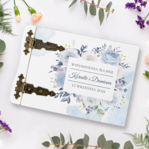 Drewniany album na zdjęcia z nadrukiem na ślub - Wspomnienia ślubne
