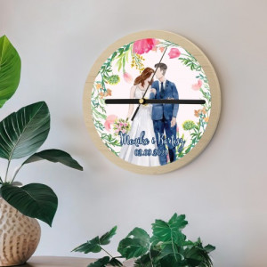 Zegar ścienny z nadrukiem na ślub - Razem przez życie