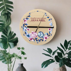 Zegar ścienny z nadrukiem na ślub - Szczęśliwi