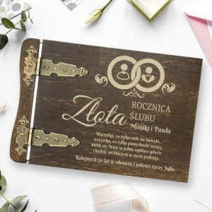 Drewniany album na zdjęcia z grawerem na 50 rocznicę ślubu - Jedno ogniwo