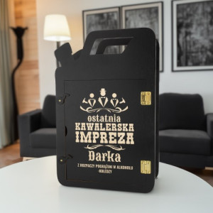 Kanister barek czarny z grawerem na wieczór kawalerski - Kawaler