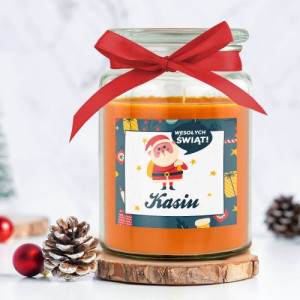 Świeca zapachowa duża z nadrukiem na święta - Ho ho ho