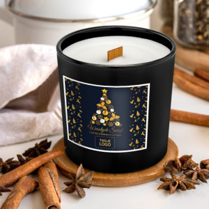 Świeca zapachowa z drewnianym knotem z logo firmy - Domowe ognisko