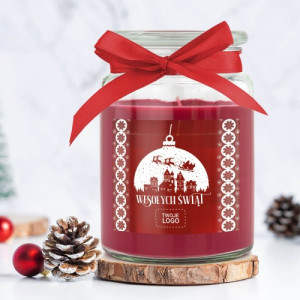 Świeca zapachowa duża z logo firmy - Zaczarowany słoik