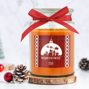 Świeca zapachowa duża z logo firmy - Zaprzęg reniferów