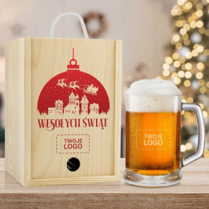 Kufel w skrzynce z nadrukiem dla pracownika - Wesołych Świąt