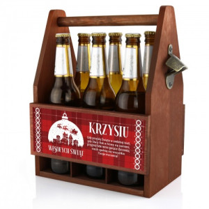 Skrzynka na piwo z nadrukiem i otwieraczem na święta - Gorące życzenia