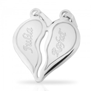 Łamane serce (pr. 925) dla dwojga z grawerem - Dwie połowy