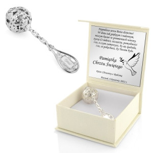 Grzechotka srebrna z grawerem na chrzest - Promienie wiosny