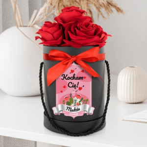 Flower box ze sztucznymi różami dla ukochanej - Szczera miłość