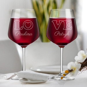 Zestaw kieliszków XXL (860 ml) dla pary z grawerem - Love
