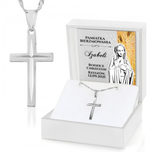 Srebrny krzyżyk (pr. 925) z nadrukiem na bierzmowanie - Madonna