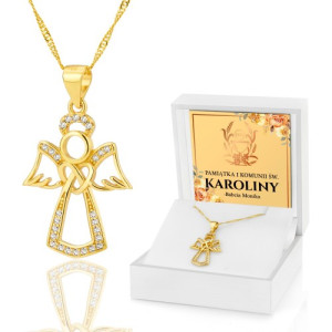 Pozłacany naszyjnik aniołek (pr. 925) na komunię - Kłosy zboża