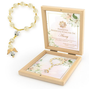 Dziesiątek różańca na komunię dla dziewczynki - Białe róże